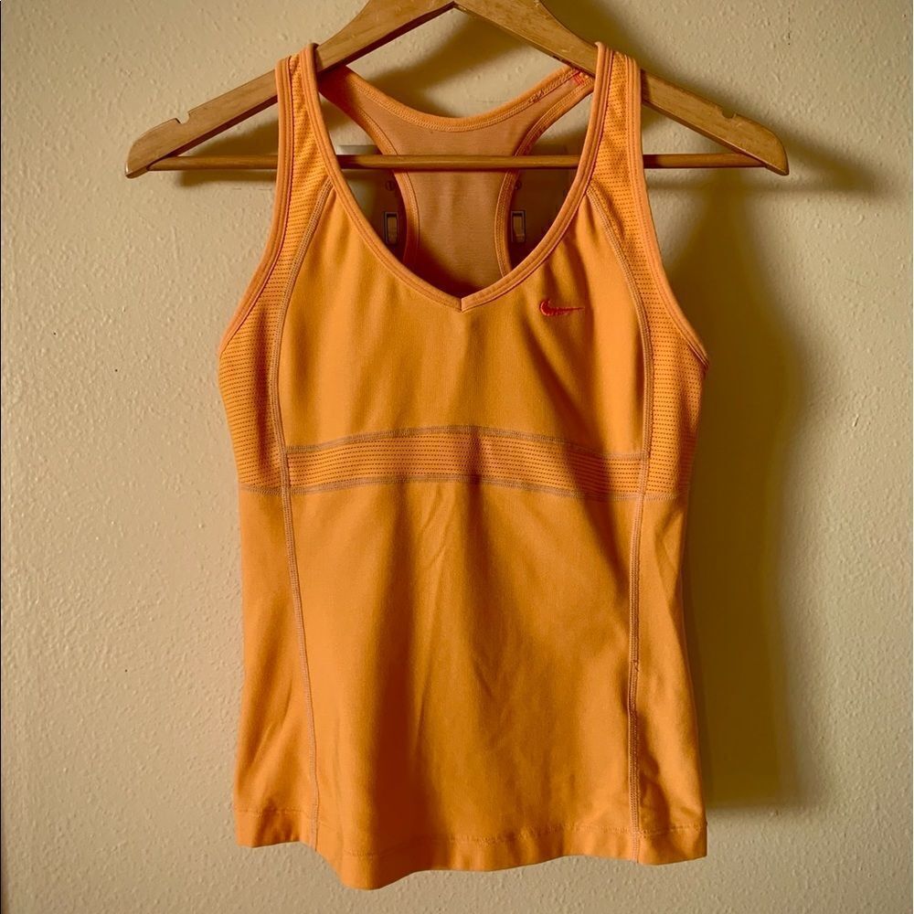 Nike Yellow Exercise Tank V Neck w Inner Bra Small